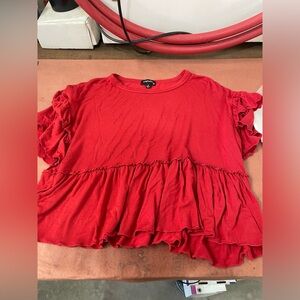 Red ruffle top